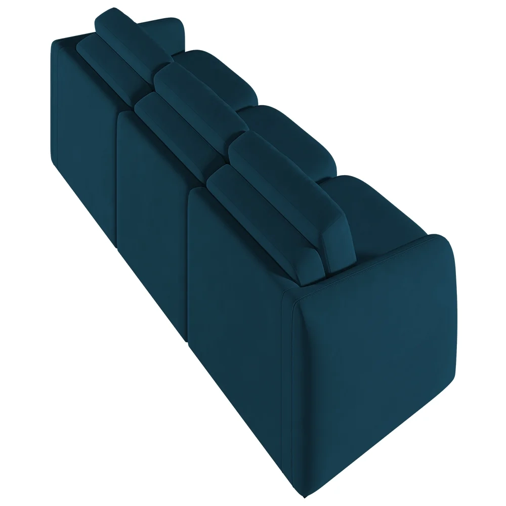 Sofá Cama Casal para Sala 306cm Polska Z08 Veludo Azul - Mpozenato