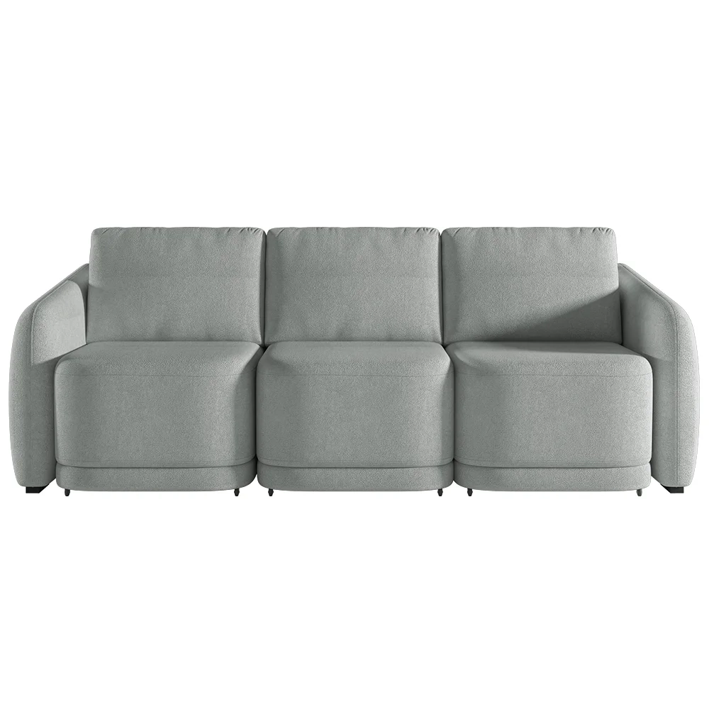 Sofá Cama Casal para Sala 336cm Polska Z08 Boucle Cinza Claro - Mpozenato