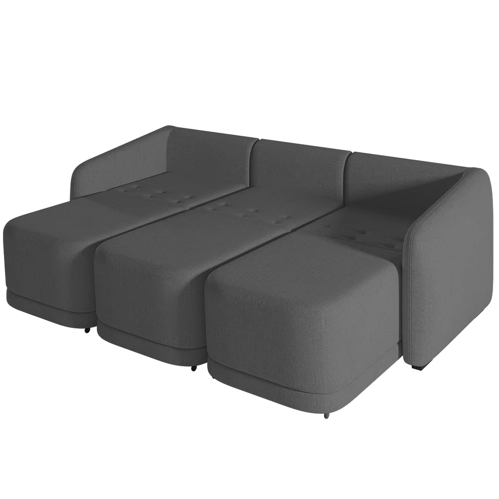 Sofá Cama Casal para Sala 336cm Polska Z08 Linho Cinza Escuro - Mpozenato