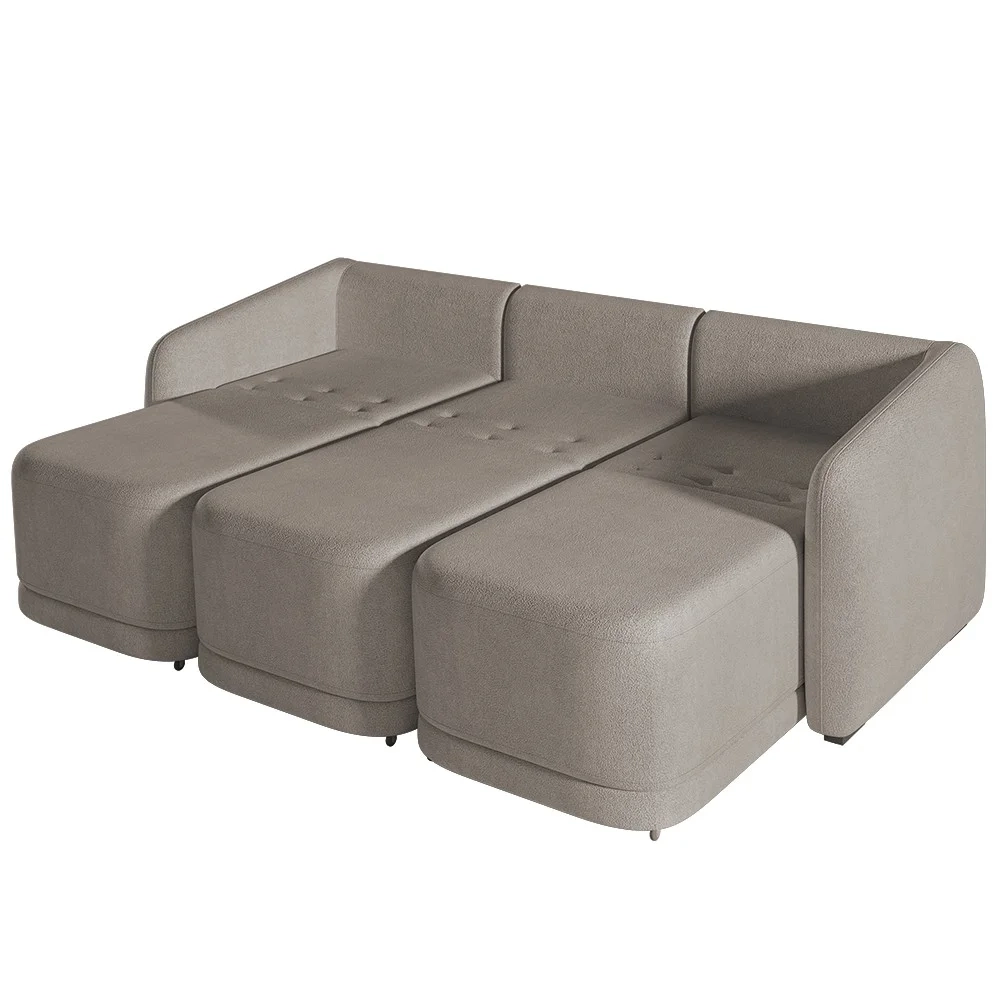 Sofá Cama Casal para Sala 336cm Polska Z08 Boucle Bege Escuro - Mpozenato