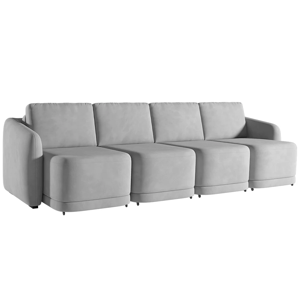 Sofá Cama Casal para Sala 356cm Polska Z08 Veludo Cinza - Mpozenato