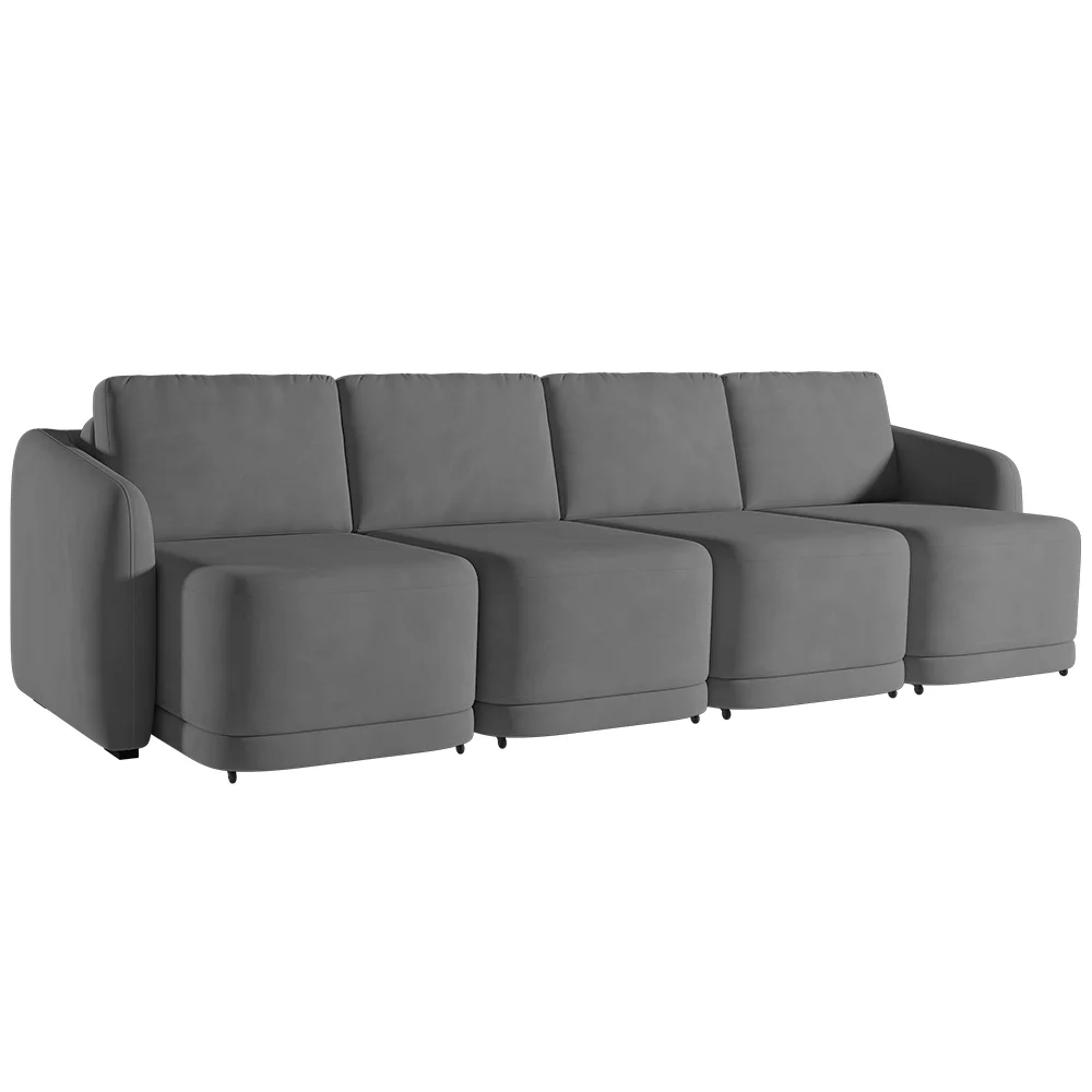 Sofá Cama Casal para Sala 356cm Polska Z08 Veludo Cinza Escuro - Mpozenato