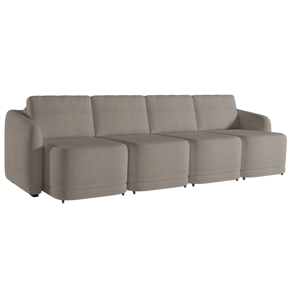 Sofá Cama Casal para Sala 396cm Polska Z08 Boucle Bege Escuro - Mpozenato