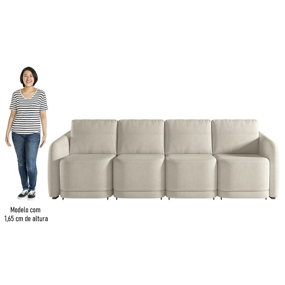 Sofá Cama Casal para Sala 396cm Polska Z08 Boucle Bege - Mpozenato