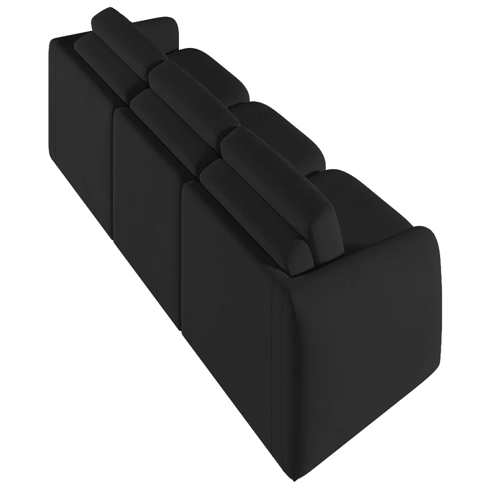 Sofá Cama Casal para Sala 336cm Polska Z08 Veludo Preto - Mpozenato