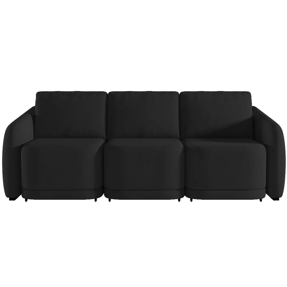 Sofá Cama Casal para Sala 336cm Polska Z08 Veludo Preto - Mpozenato