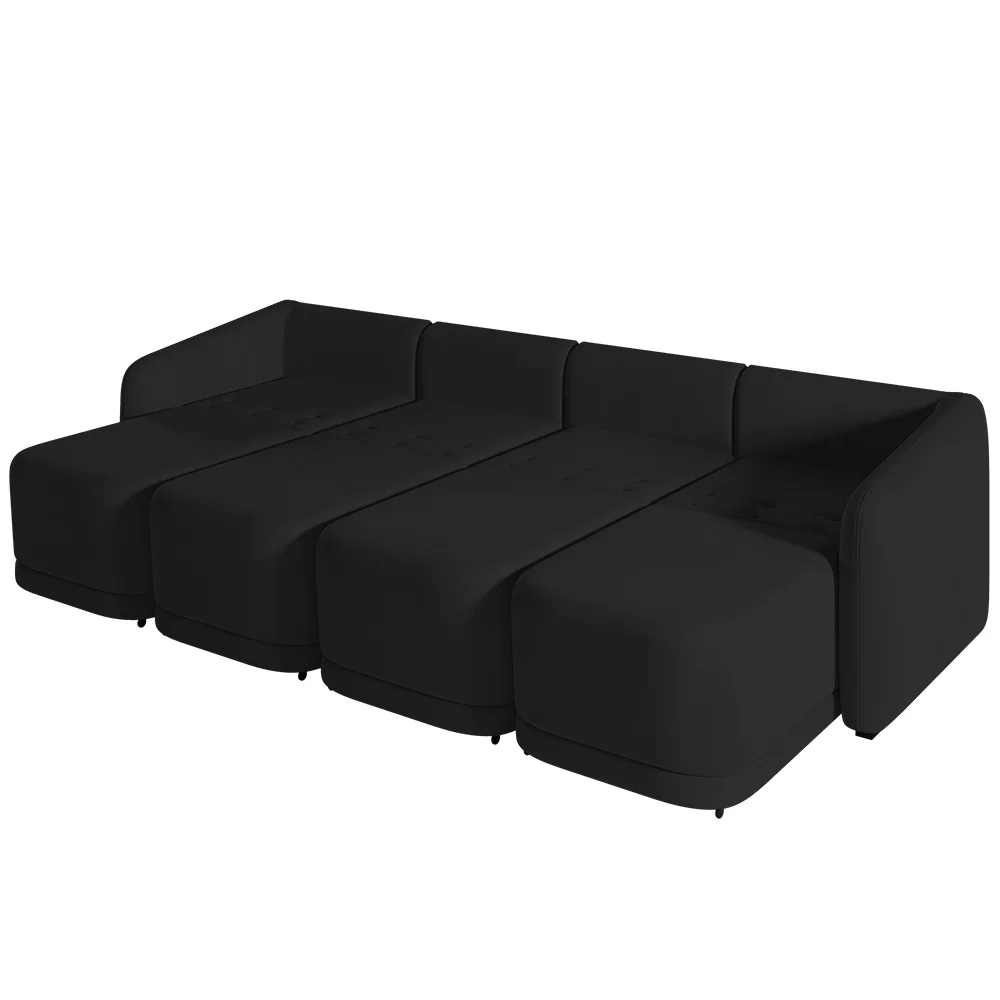 Sofá Cama Casal para Sala 396cm Polska Z08 Veludo Preto - Mpozenato