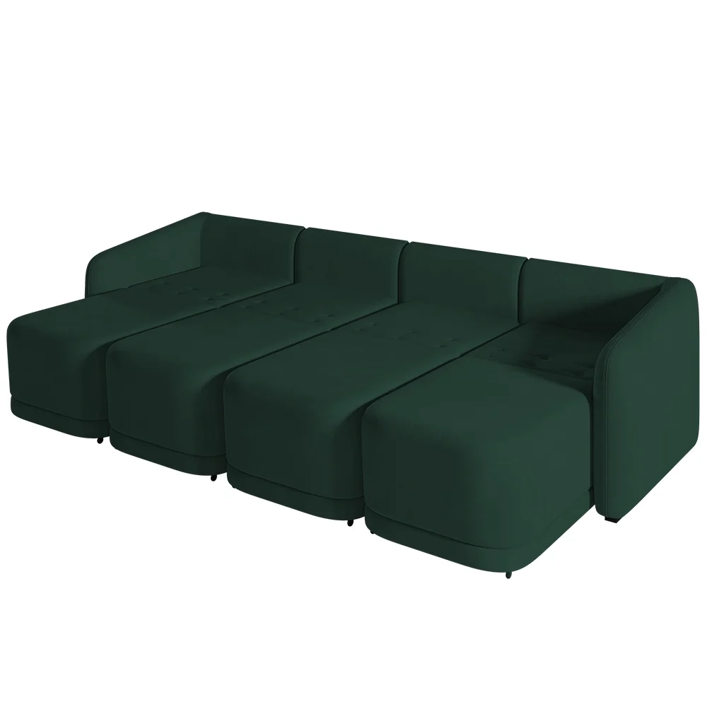 Sofá Cama Casal para Sala 396cm Polska Z08 Veludo Verde - Mpozenato
