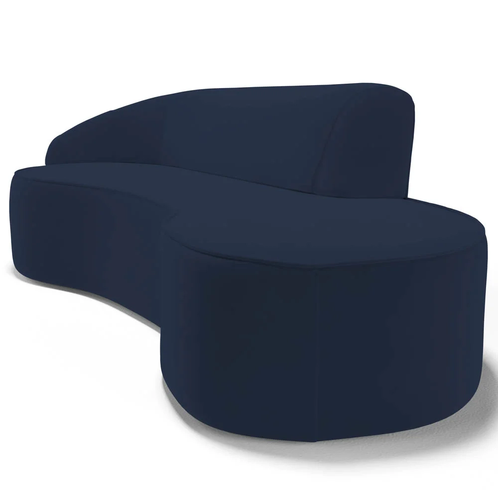 Sofá Living  3 Lugares 210cm Braço Esquerdo Mozart D06 Veludo Azul - Mpozenato