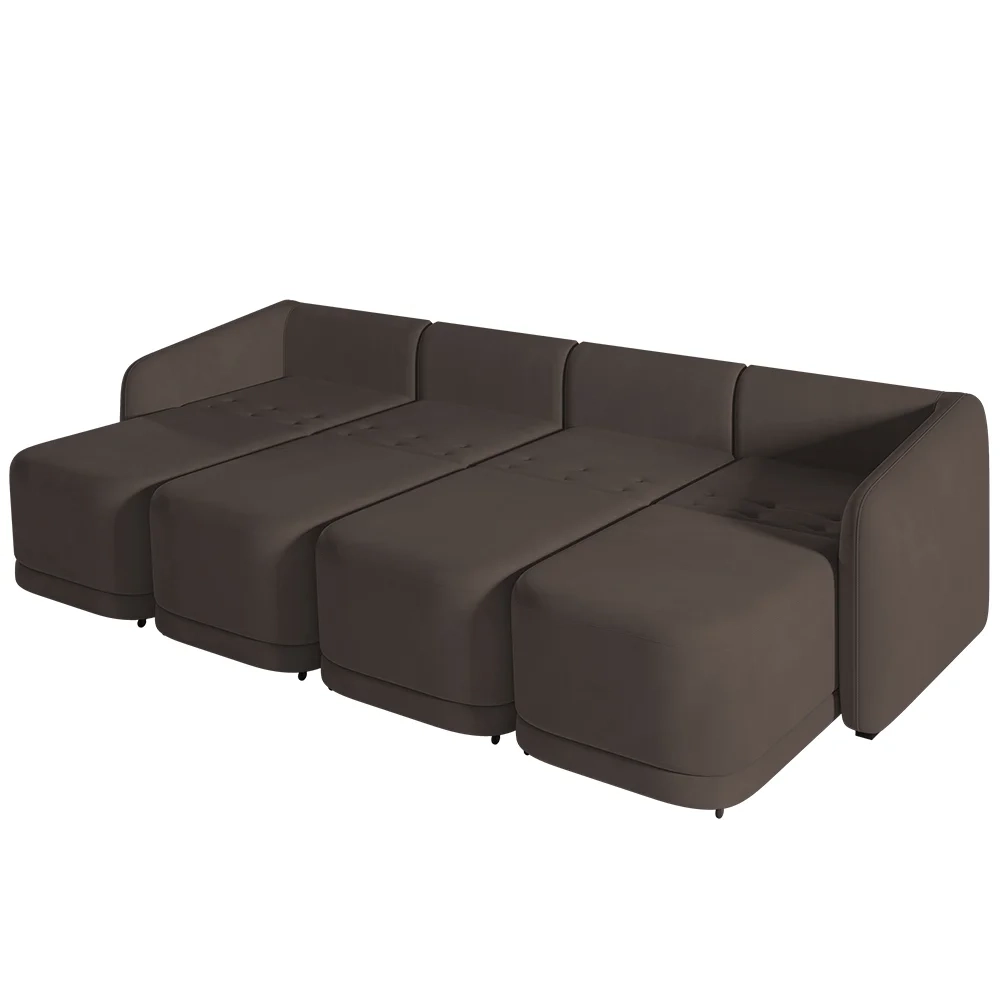 Sofá Cama Casal para Sala 396cm Polska Z08 Veludo Marrom - Mpozenato