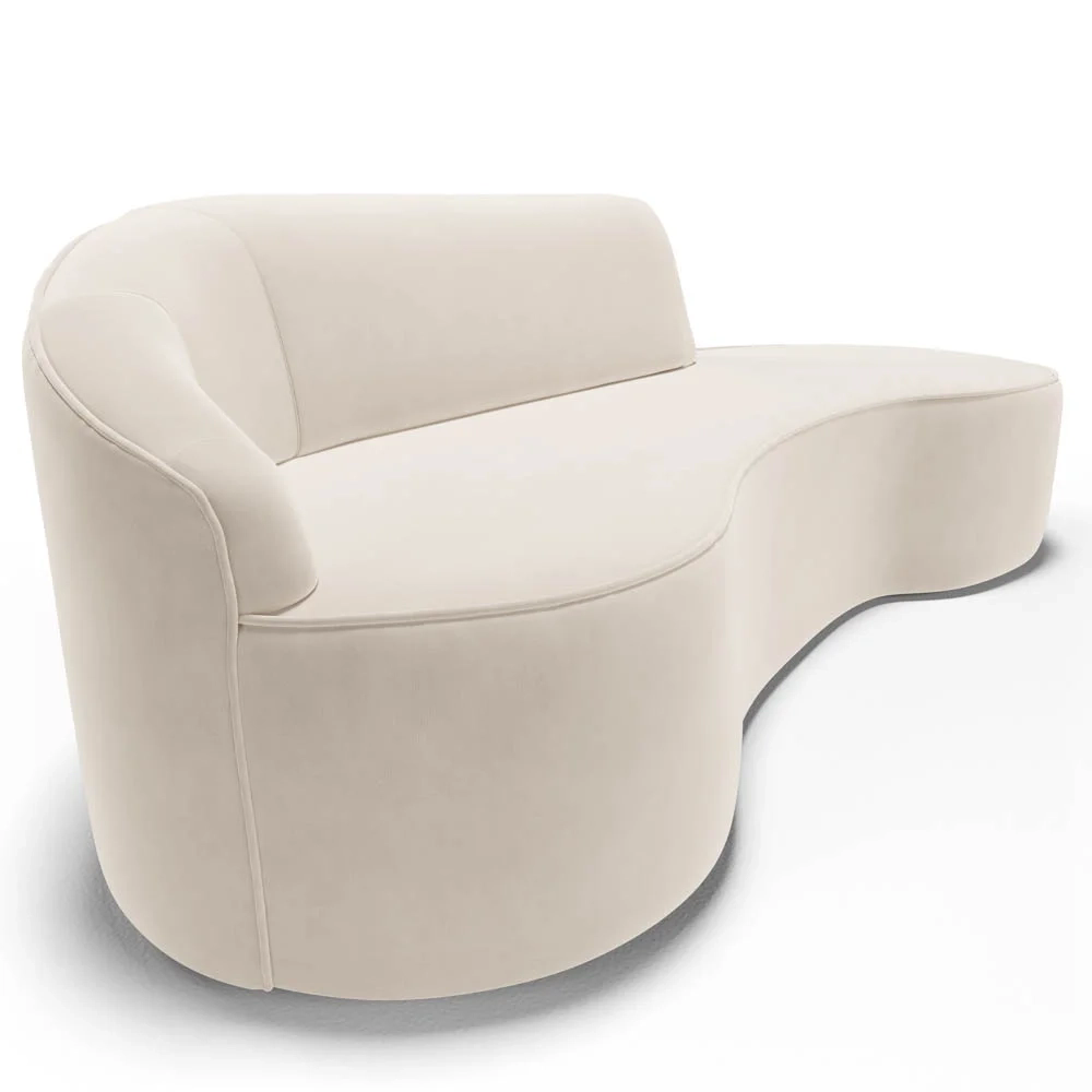 Sofá Living  4 Lugares 280cm Braço Esquerdo Mozart D06 Veludo Bege - Mpozenato