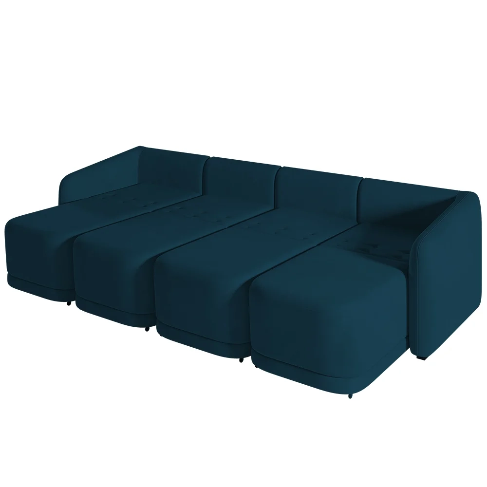 Sofá Cama Casal para Sala 436cm Polska Z08 Veludo Azul - Mpozenato