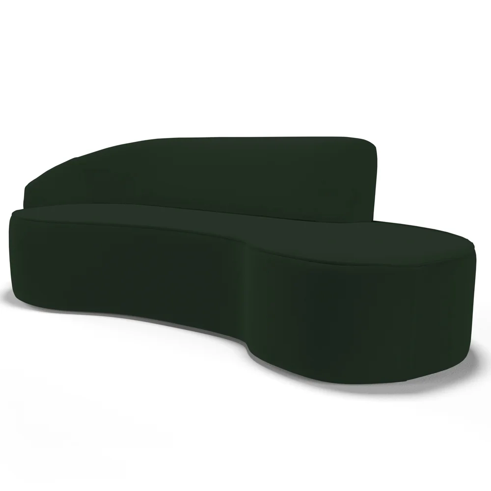 Sofá Living 3 Lugares 230cm Braço Esquerdo Mozart D06 Veludo Verde - Mpozenato