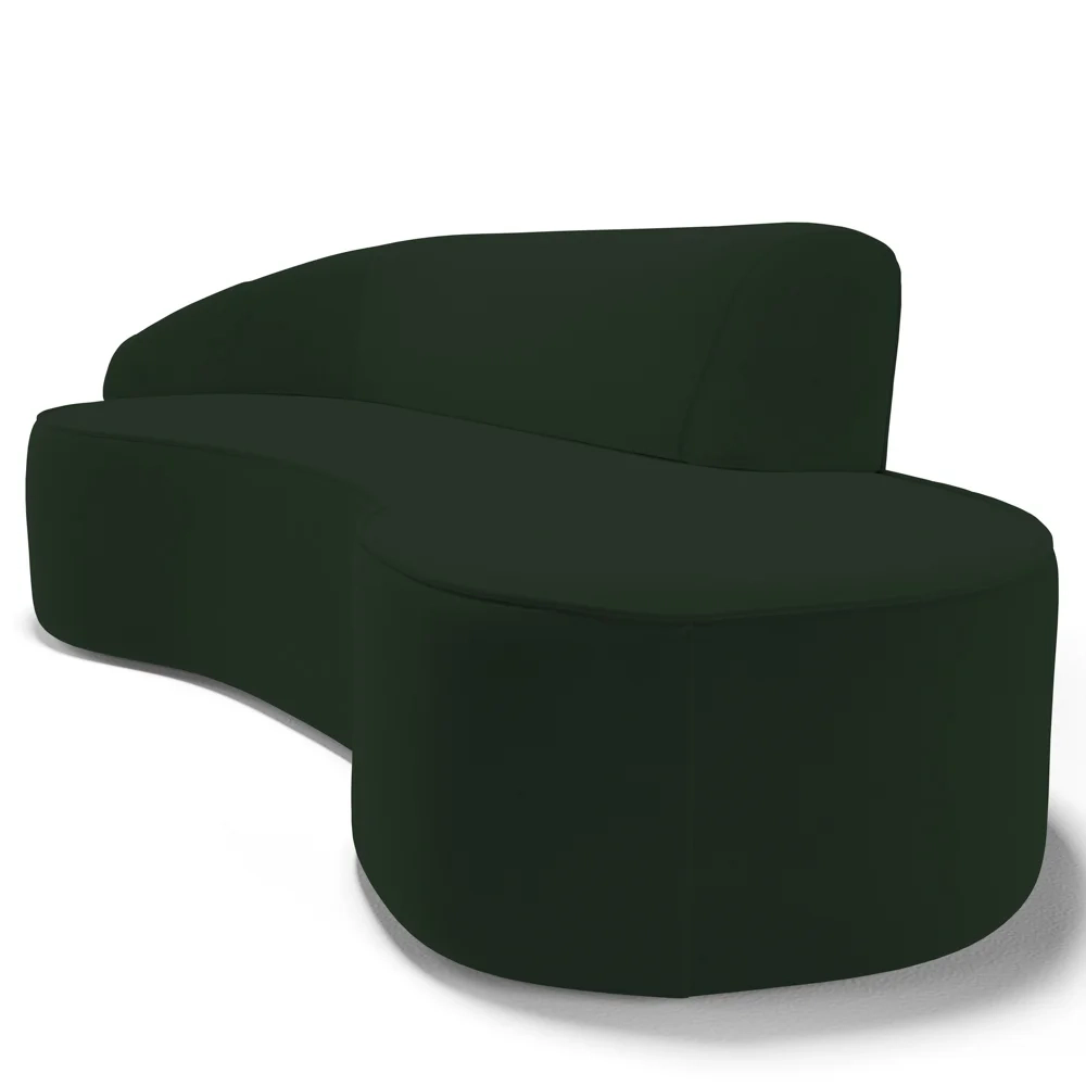 Sofá Living 3 Lugares 230cm Braço Esquerdo Mozart D06 Veludo Verde - Mpozenato