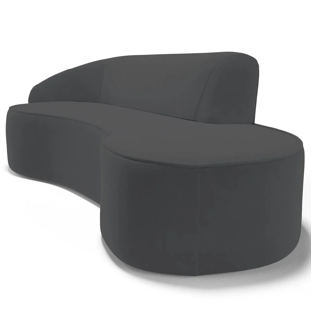 Sofá Living  4 Lugares 300cm Braço Esquerdo Mozart D06 Veludo Cinza - Mpozenato