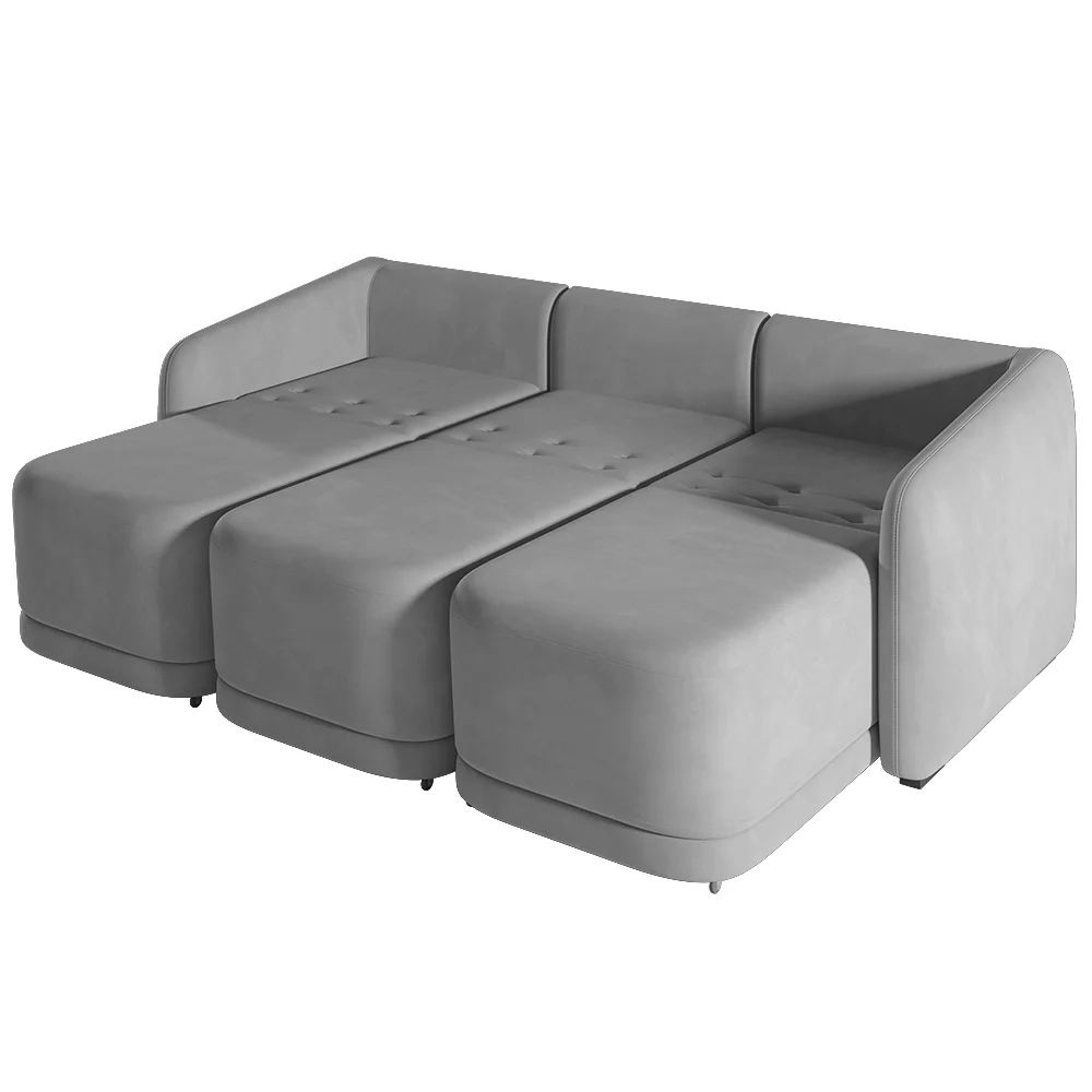 Sofá Cama Casal para Sala 336cm Polska Z08 Veludo Cinza - Mpozenato