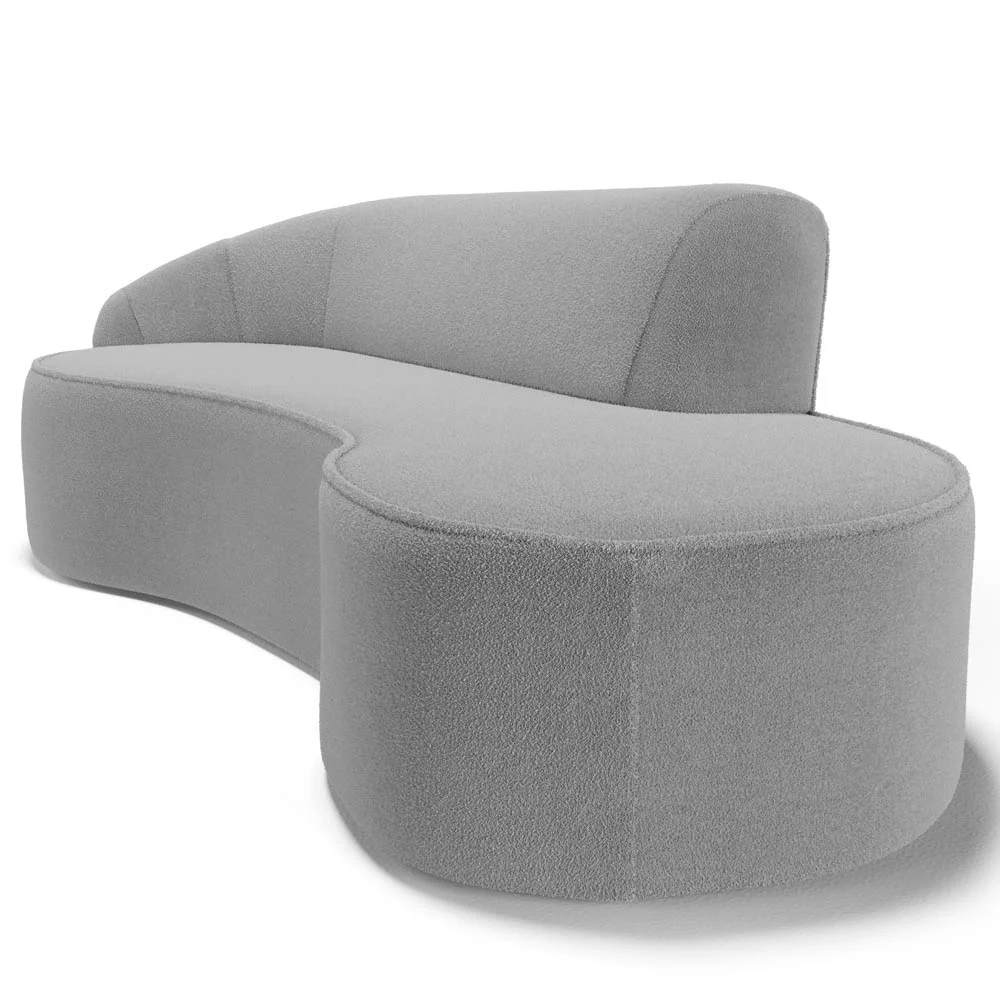 Sofá Living  3 Lugares 210cm Braço Esquerdo Mozart D06 Boucle Cinza - Mpozenato