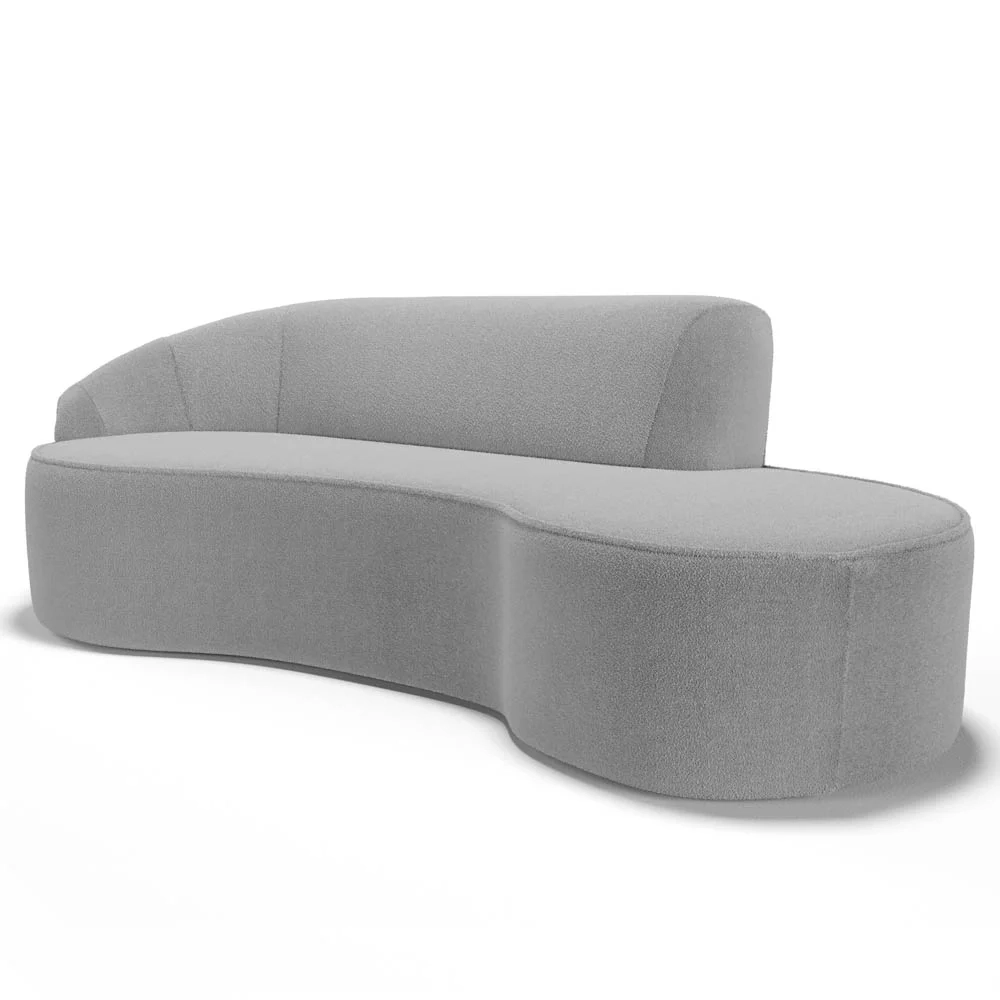 Sofá Living  3 Lugares 230cm Braço Esquerdo Mozart D06 Boucle Cinza - Mpozenato