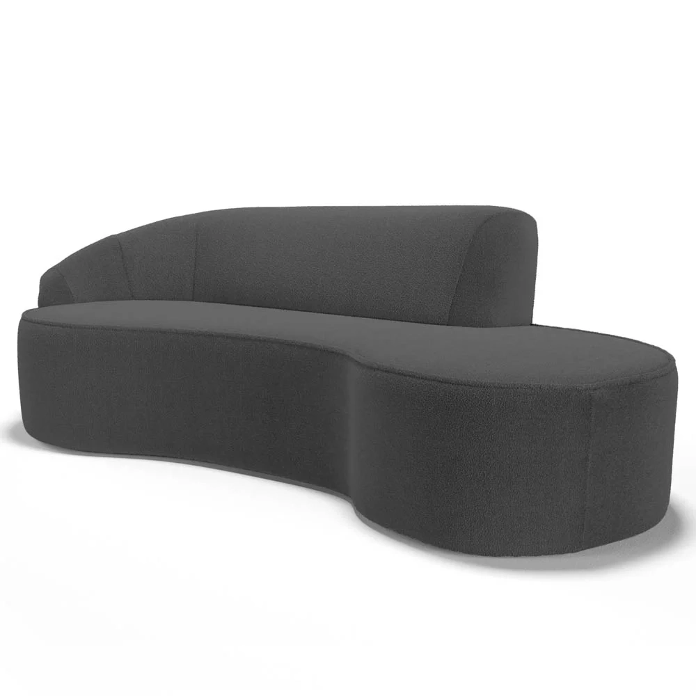 Sofá Living  4 Lugares 280cm Braço Esquerdo Mozart D06 Boucle Chumbo - Mpozenato