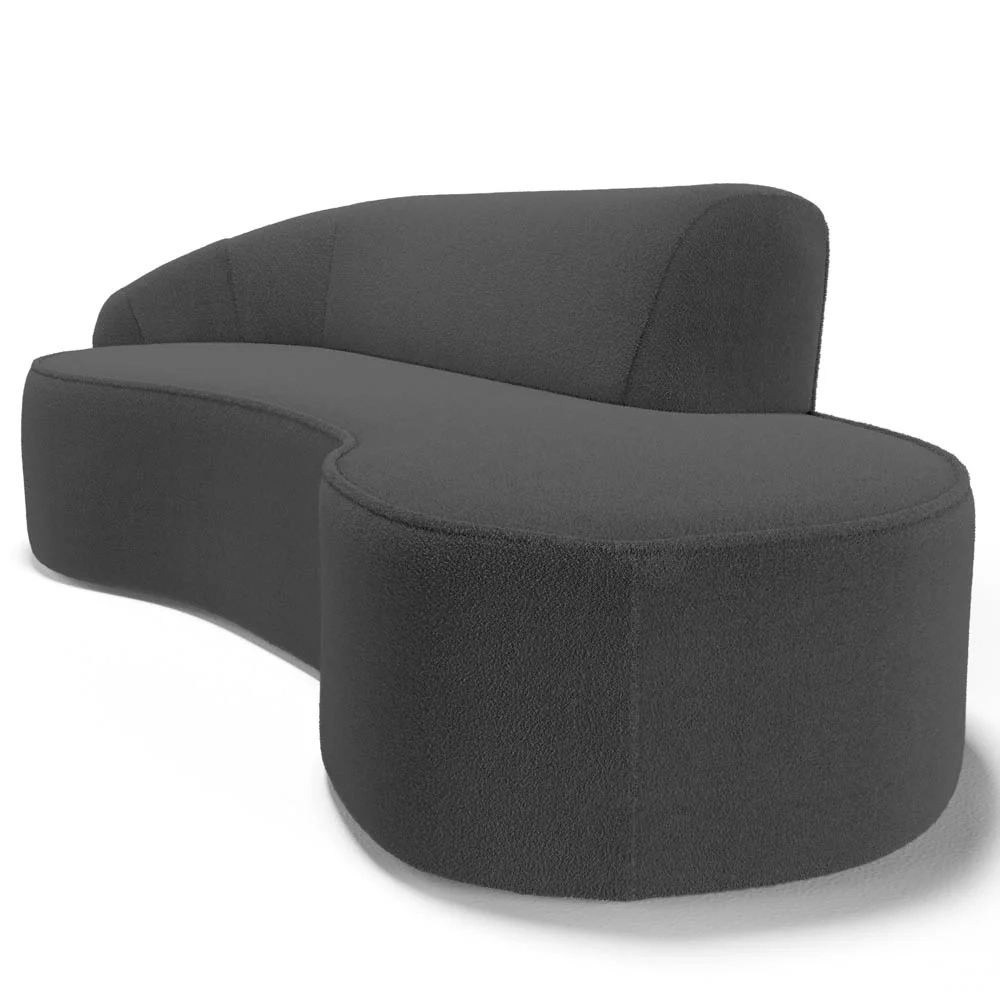 Sofá Living  3 Lugares 210cm Braço Esquerdo Mozart D06 Boucle Chumbo - Mpozenato