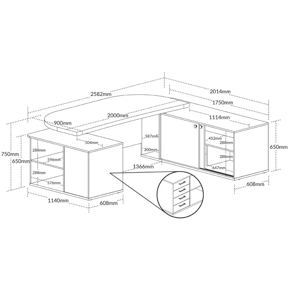 Mesa de Escritório Tamburato Presidente com Connect Charuto/Preto - Artany