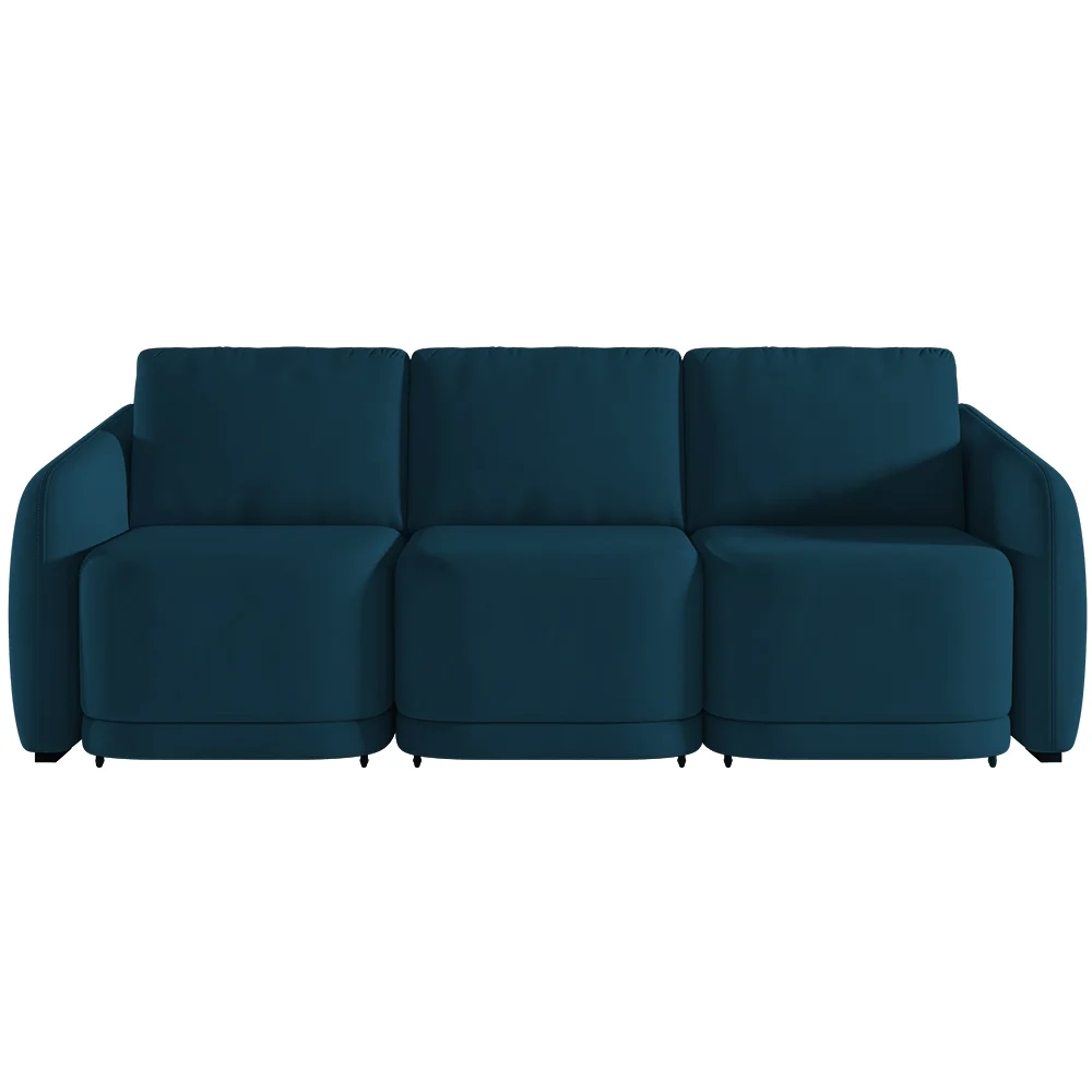 Sofá Cama Casal para Sala 336cm Polska Z08 Veludo Azul - Mpozenato