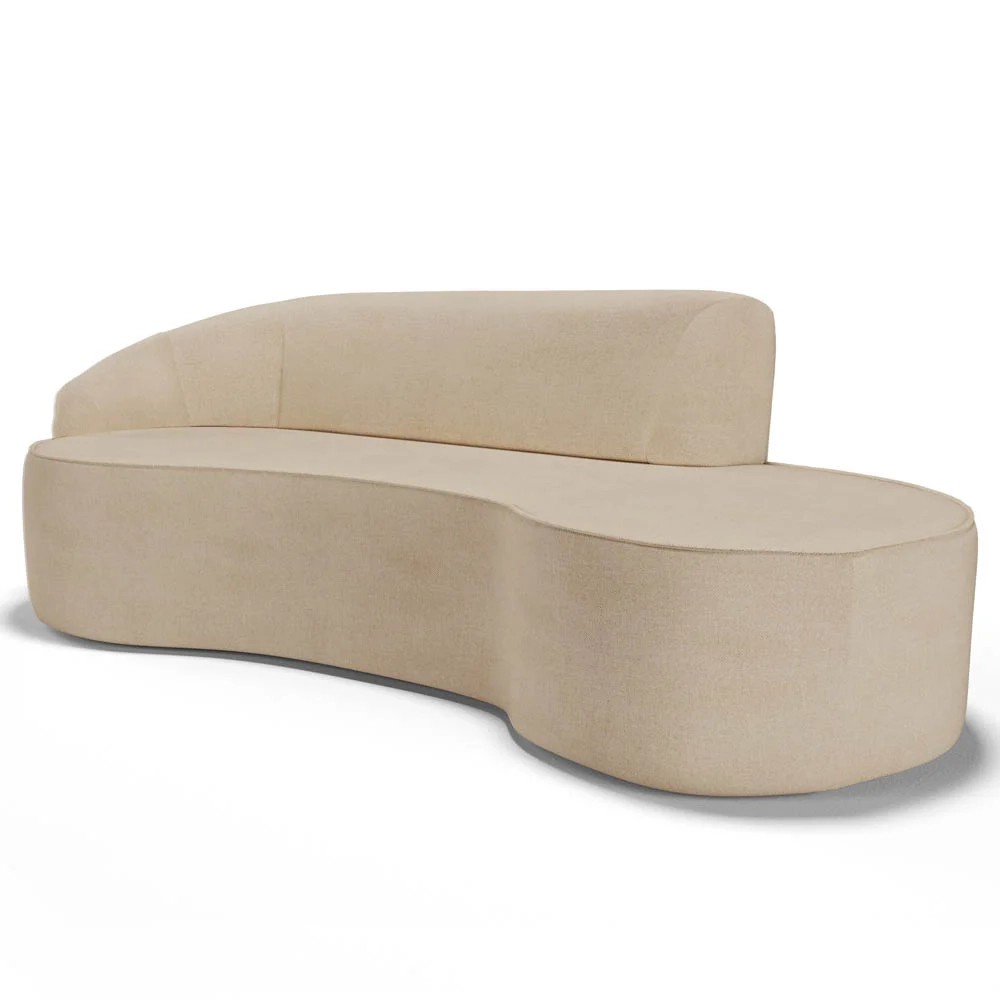 Sofá Living  3 Lugares 260cm Braço Esquerdo Mozart D06 Linho Bege Escuro - Mpozenato