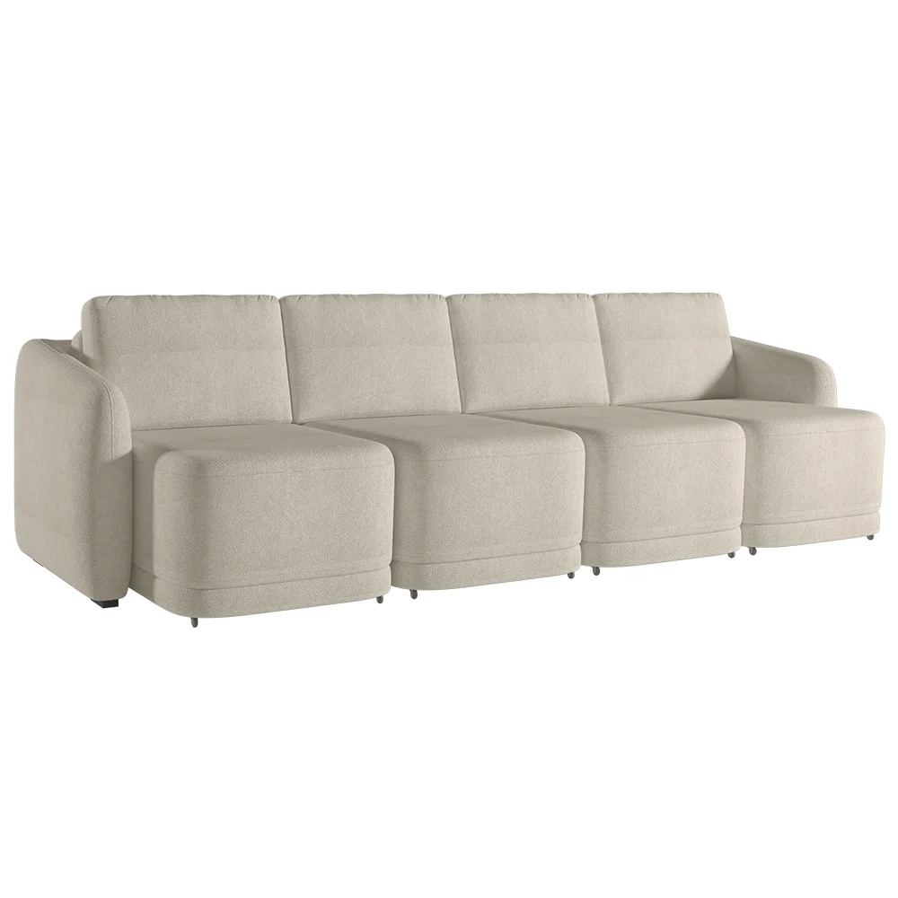Sofá Cama Casal para Sala 316cm Polska Z08 Boucle Bege - Mpozenato