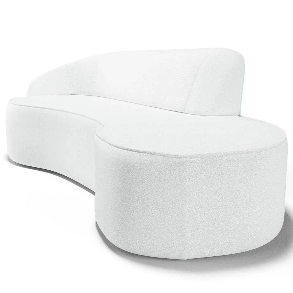 Sofá Living  3 Lugares 230cm Braço Esquerdo Mozart D06 Sintético Branco - Mpozenato