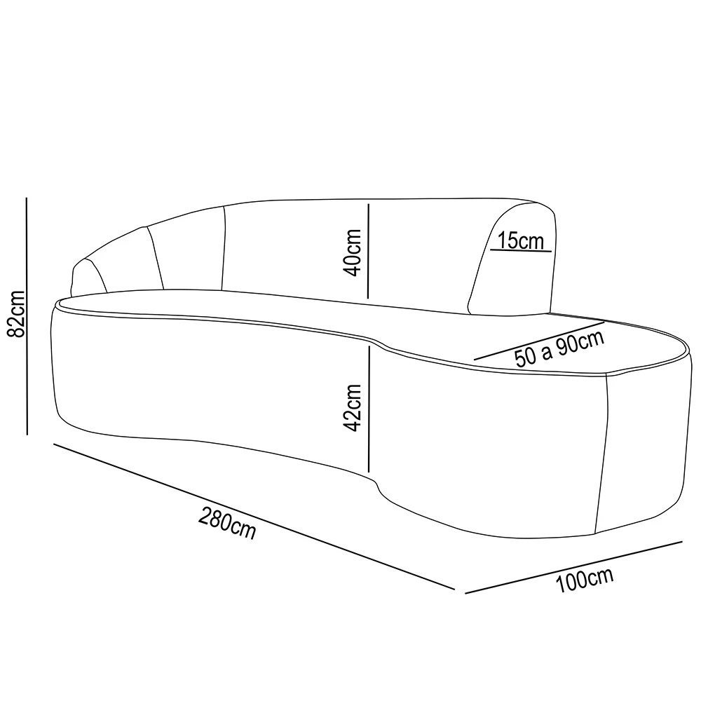 Sofá Living  4 Lugares 280cm Braço Esquerdo Mozart D06 Sintético Branco - Mpozenato
