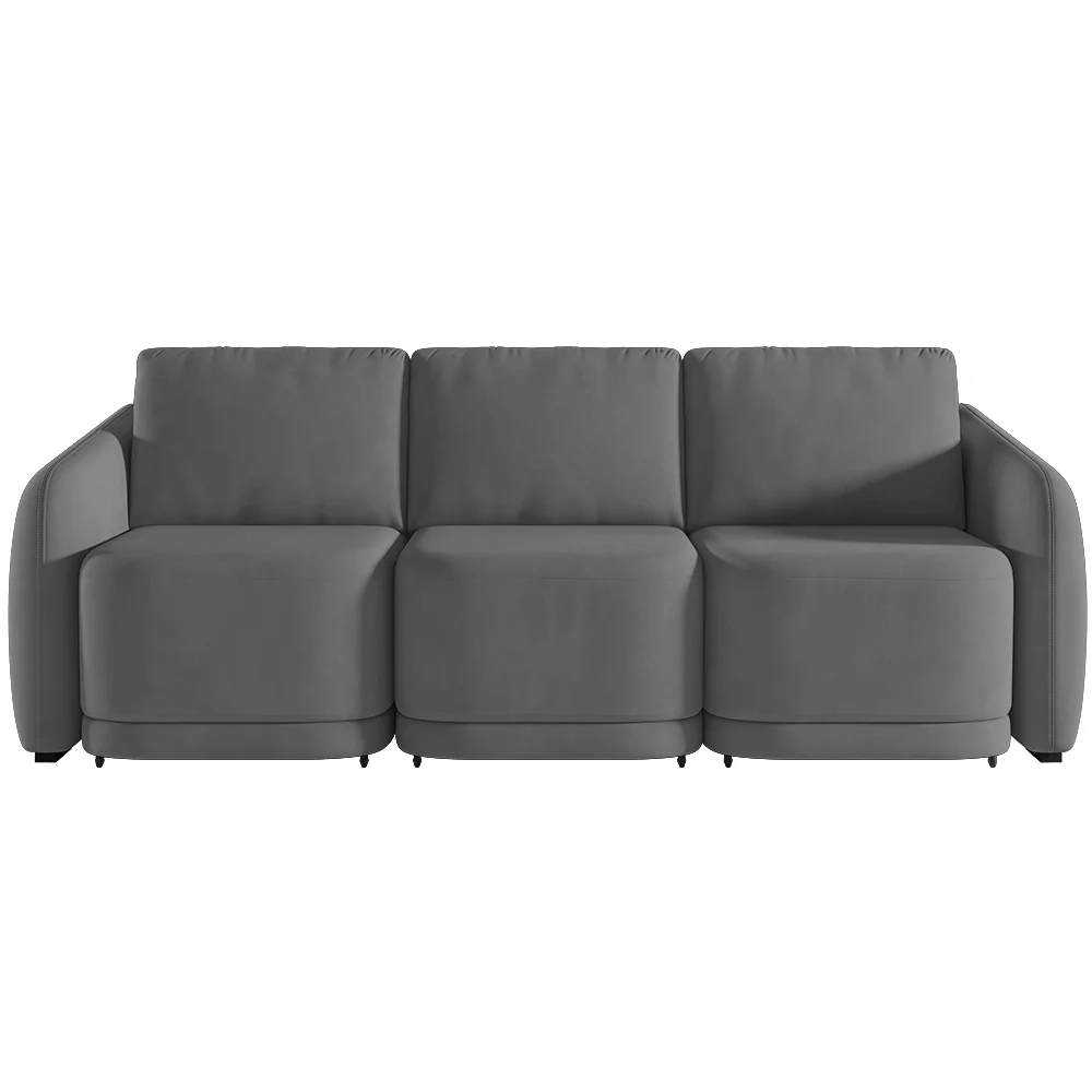 Sofá Cama Casal para Sala 336cm Polska Z08 Veludo Cinza Escuro - Mpozenato