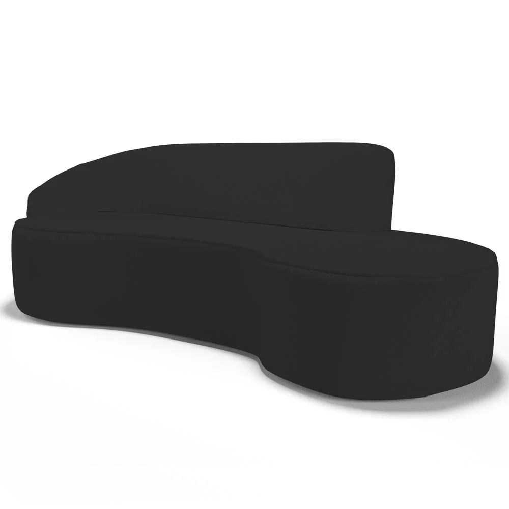 Sofá Living  3 Lugares 260cm Braço Esquerdo Mozart D06 Sintético Preto - Mpozenato