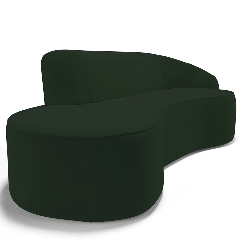 Sofá Living  2 Lugares 180cm Braço Direito Mozart D06 Veludo Verde - Mpozenato