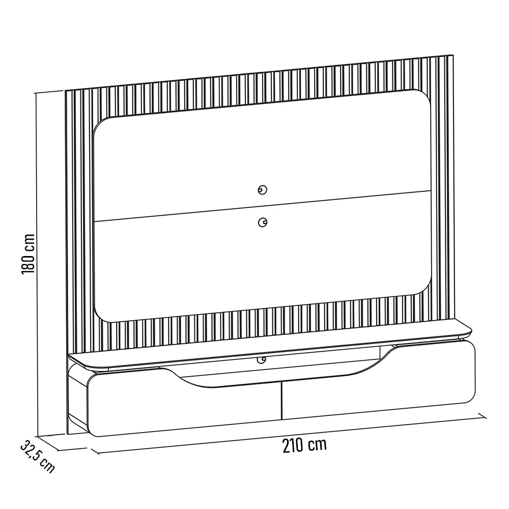 Painel Ripado para TV 70 Pol com Bancada Suspensa 210cm Trevis D04 Off White/Freijó - Mpozenato