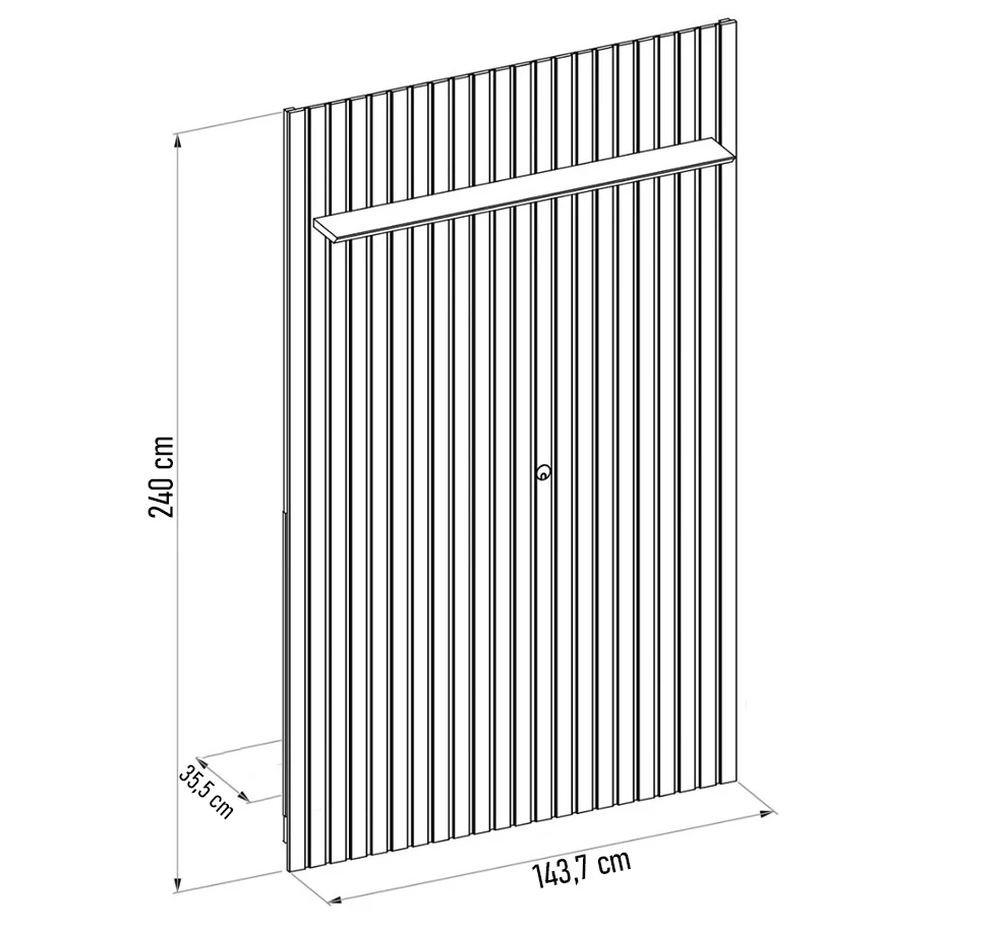 Painel para TV 60 Polegadas Ripado 143x240cm Pratisk D04 Freijó - Mpozenato