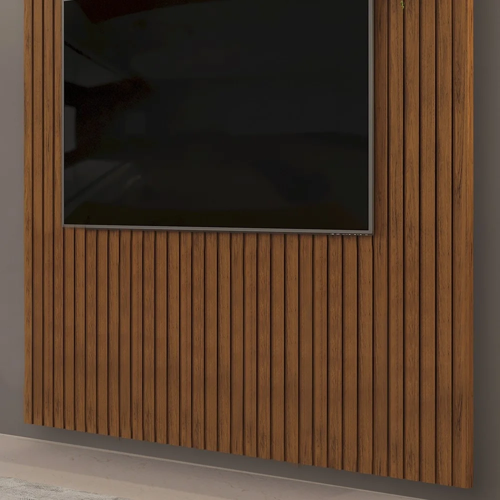 Painel para TV 75 Polegadas Ripado 275x240cm Pratisk D04 Freijó - Mpozenato