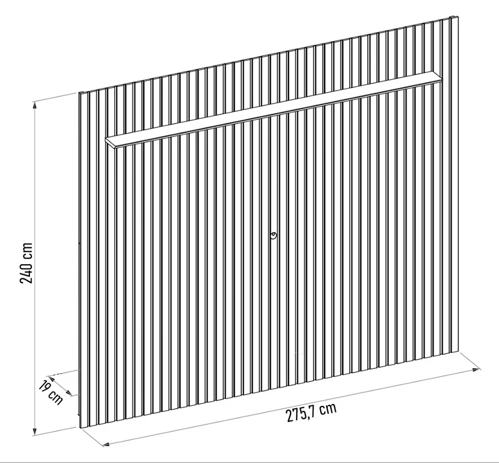 Painel para TV 75 Polegadas Ripado 275x240cm Pratisk D04 Freijó - Mpozenato