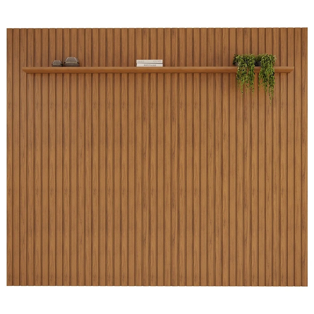 Painel para TV 75 Polegadas Ripado 275x240cm Pratisk D04 Freijó - Mpozenato