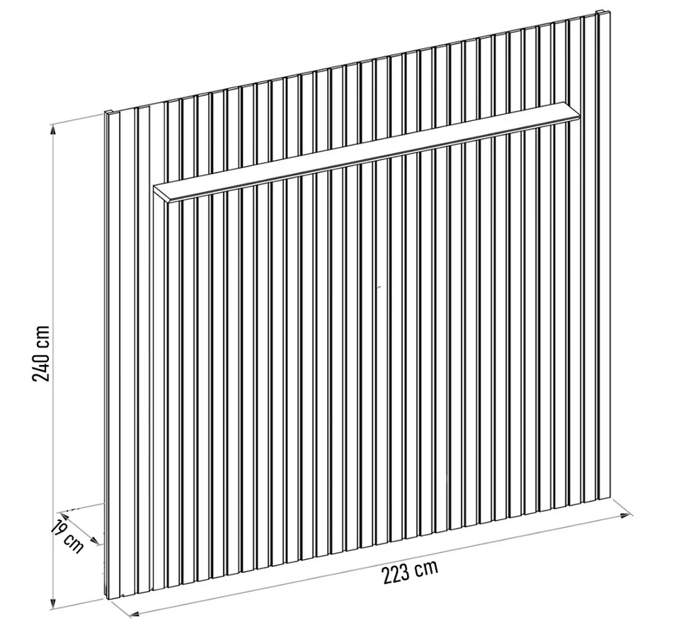 Painel para TV 75 Polegadas Ripado 223x240cm Pratisk D04 Freijó - Mpozenato