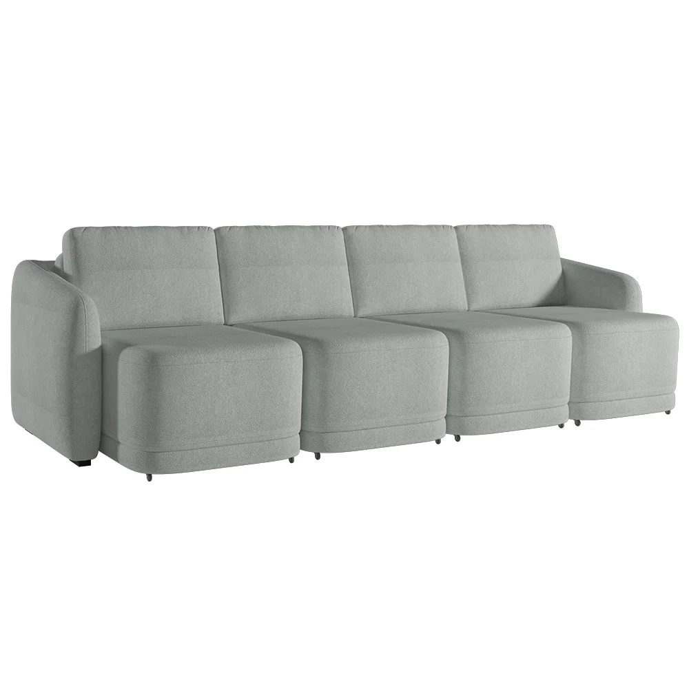 Sofá Cama Casal para Sala 316cm Polska Z08 Boucle Cinza Claro - Mpozenato