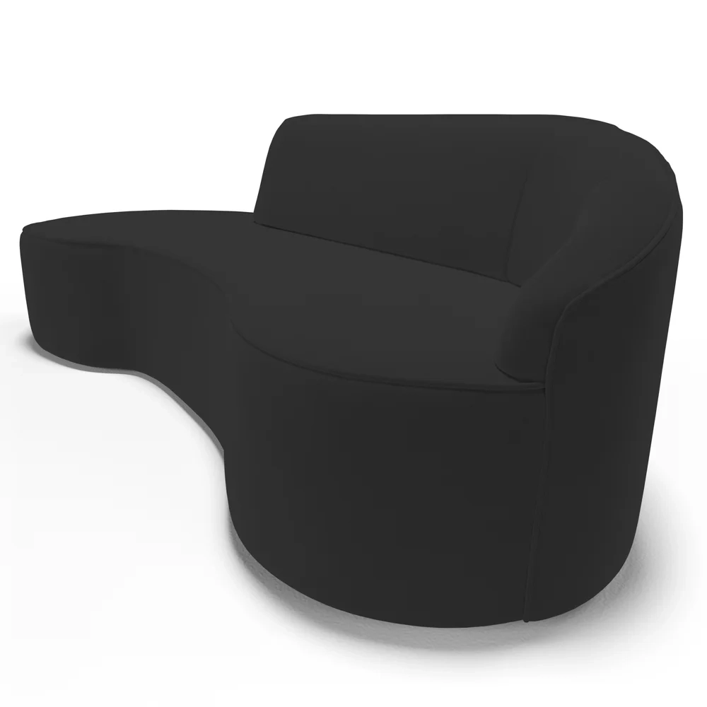 Sofá Living  3 Lugares 210cm Braço Direito Mozart D06 Veludo Preto - Mpozenato