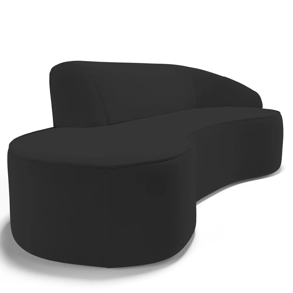 Sofá Living  3 Lugares 210cm Braço Direito Mozart D06 Veludo Preto - Mpozenato