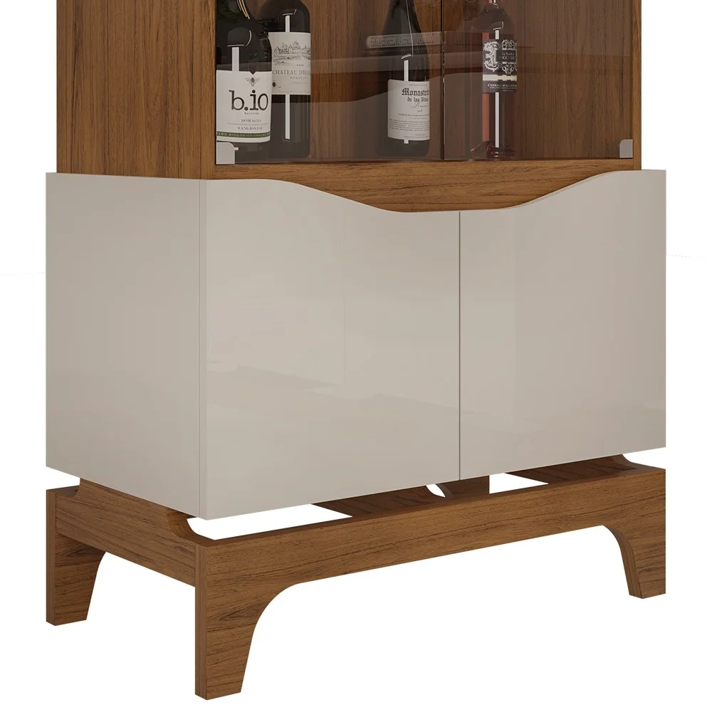 Cristaleira para Sala de Jantar 4 Portas 74cm Alice D04 Freijó/Off White - Mpozenato