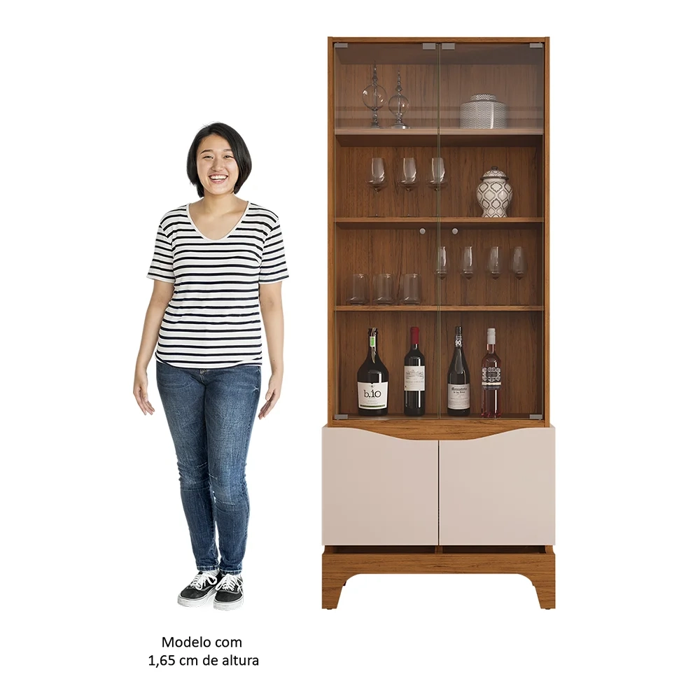 Cristaleira para Sala de Jantar 4 Portas 74cm Alice D04 Freijó/Off White - Mpozenato