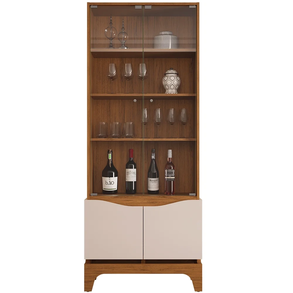 Cristaleira para Sala de Jantar 4 Portas 74cm Alice D04 Freijó/Off White - Mpozenato