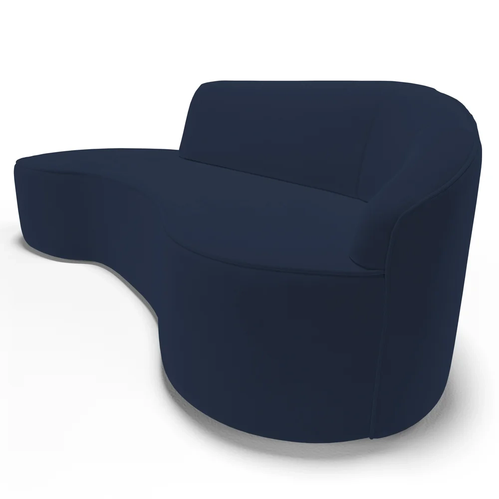 Sofá Living  3 Lugares 210cm Braço Direito Mozart D06 Veludo Azul - Mpozenato