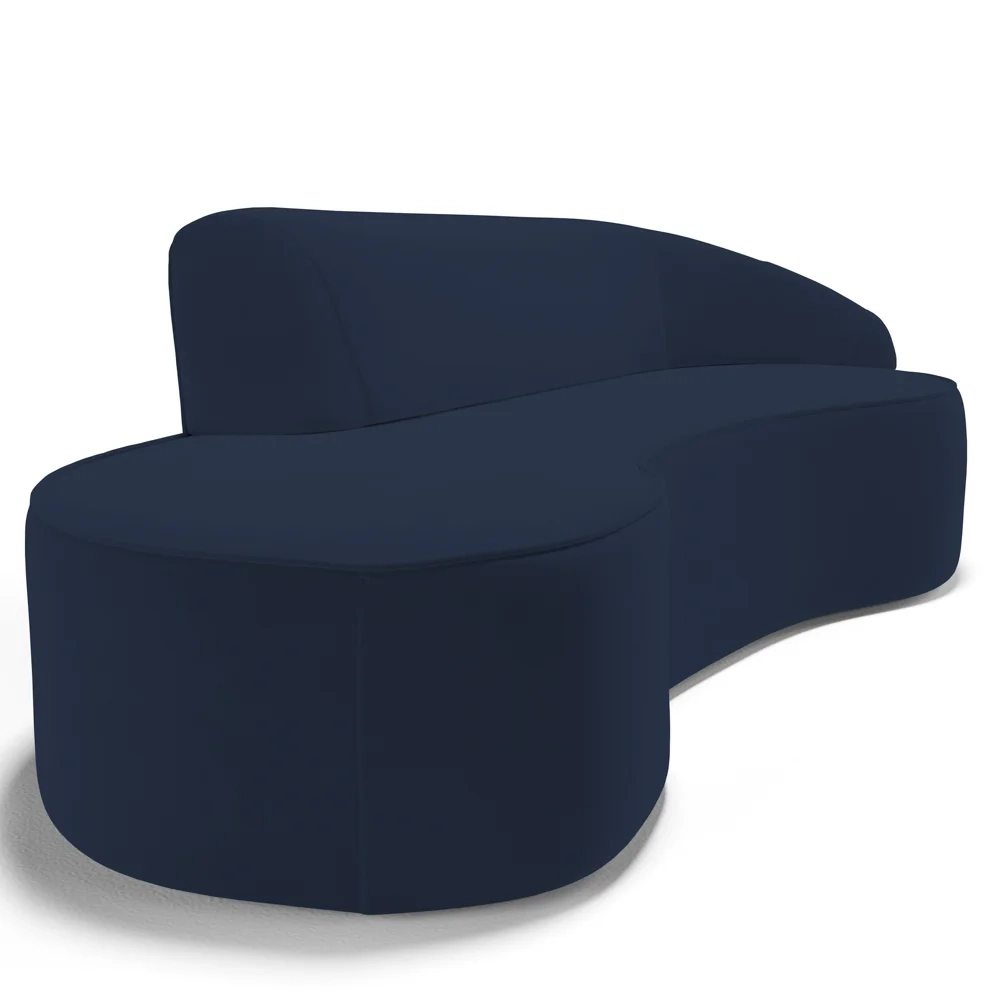 Sofá Living  3 Lugares 210cm Braço Direito Mozart D06 Veludo Azul - Mpozenato