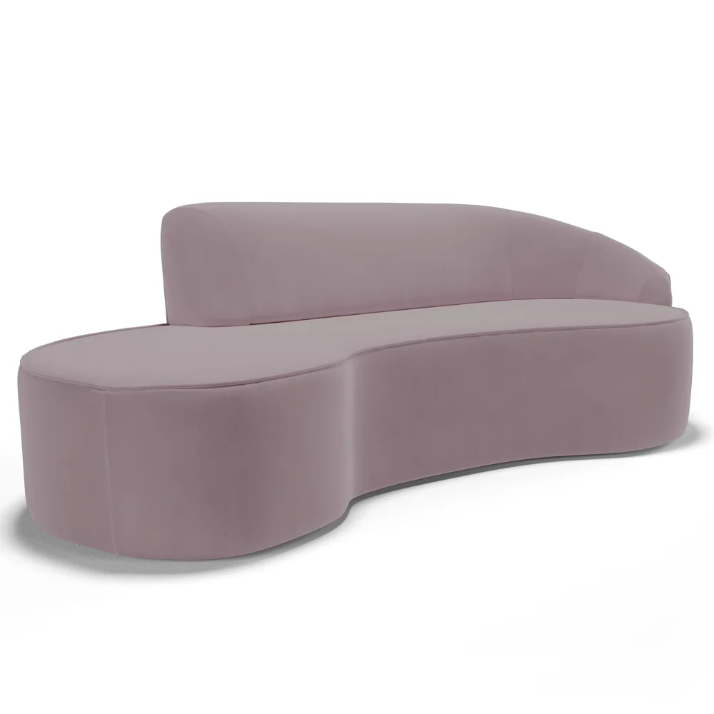 Sofá Living  3 Lugares 210cm Braço Direito Mozart D06 Veludo Rosê - Mpozenato