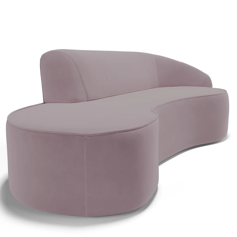 Sofá Living  3 Lugares 210cm Braço Direito Mozart D06 Veludo Rosê - Mpozenato