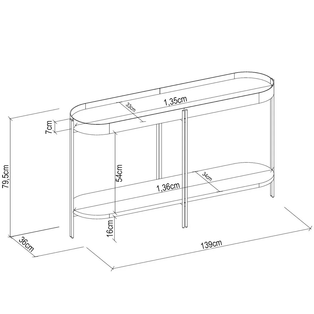 Aparador Para Sala Industrial Com Prateleira Ville L06 Preto - Mpozenato